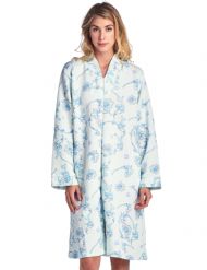 Casual Nights Women's Floral Print Zipper Front Quilted Robe - Green