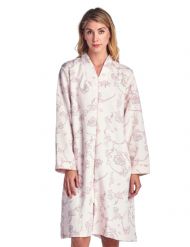 Casual Nights Women's Floral Print Zipper Front Quilted Robe - Pink
