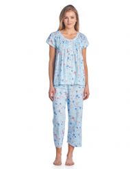 Casual Nights Women's Short Sleeve Capri Pajama Set - Blue