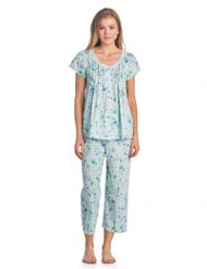 Casual Nights Women's Short Sleeve Capri Pajama Set - Green