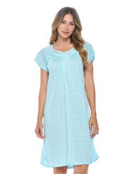 Casual Nights Women's Fancy Lace Floral Short Sleeve Nightgown - Green