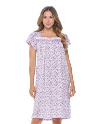 Casual Nights Women's Cap Sleeves Embroidered  Floral Lace Night Gown - Purple
