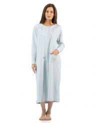 Casual Nights Women's Long Quilted Robe House Dress - Blue