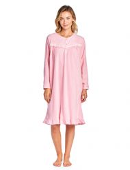 Casual Nights Women's Long Sleeve Micro Fleece Cozy Night Gown - Pink