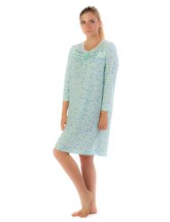 Casual Nights Women's Long Sleeve Floral Embroidered Night Gown - Green