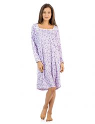 Casual Nights Women's Square Neck Long Sleeve Floral Nightgown - Purple
