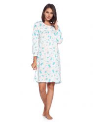 Casual Nights Women's Pointelle Long Sleeve Nightgown - Green Floral
