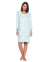 Casual Nights Women's Printed Long Sleeve Nightgown - Blue Green