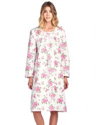Casual Nights Women's Flannel Floral Long Sleeve Nightgown - Floral Pink
