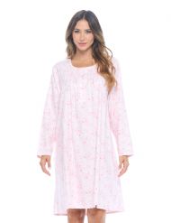 Casual Nights Women's Flannel Floral Long Sleeve Nightgown - Pink Floral