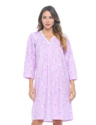Casual Nights Women's Flannel Floral Long Sleeve Nightgown - Purple