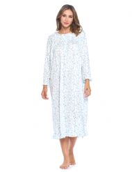Casual Nights Women's Long Floral & Lace Henley Nightgown - Mint Floral