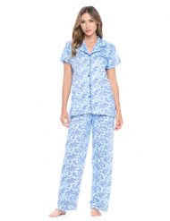 Casual Nights Women's Short Sleeve Floral Pajama Set - Blue