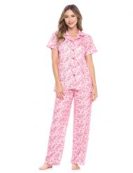 Casual Nights Women's Short Sleeve Floral Pajama Set - Pink