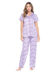 Casual Nights Women's Short Sleeve Floral Pajama Set - Purple