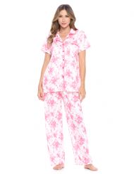 Casual Nights Women's Short Sleeve Floral Pajama Set - Light Pink