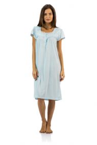 Casual Nights Women's Polka Dot Lace Short Sleeve Nightgown - Blue