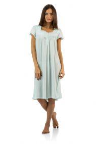 Casual Nights Women's Polka Dot Lace Short Sleeve Nightgown - Green