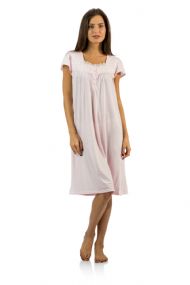 Casual Nights Women's Polka Dot Lace Short Sleeve Nightgown - Pink