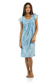 Casual Nights Women's Smocked Lace Short Sleeve Nightgown - Blue