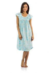 Casual Nights Women's Smocked Lace Short Sleeve Nightgown - Green