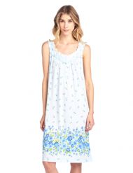 Casual Nights Women's Fancy Lace Floral Sleeveless Nightgown - Blue