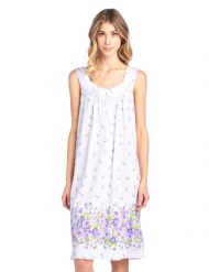 Casual Nights Women's Fancy Lace Floral Sleeveless Nightgown - Purple