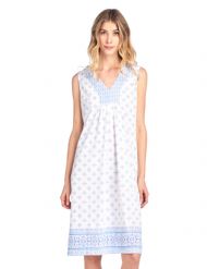 Casual Nights Women's Fancy Printed Sleeveless Nightgown - Blue