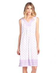 Casual Nights Women's Fancy Printed Sleeveless Nightgown - Purple