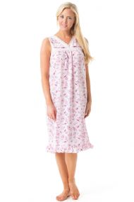Casual Nights Women's Sleeveless Floral Embroidered Night Gown- Pink