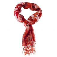 Christian Audigier 18x75 Flowers Fringe Scarf - Red