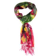 Christian Audigier 18x75 Flowers Fringe Scarf - Multi