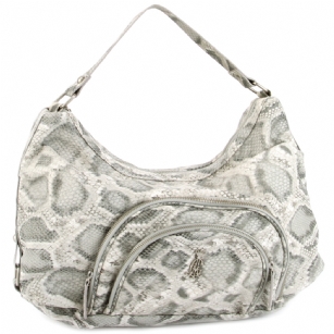 Christian Audigier Holly Snake Hobo Bag -Grey - Add edge to your everyday style with this Christian Audigier HollyHobo. Features Single shoulder strap. Two inside open pockets. Mesh chain over smallest zipper pouch. Two front zipper closure pouches. One zipper closure pocket with gold detail.