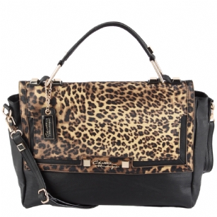 Christian Audigier Wanda Messenger - Black - Stay in tiptop fashion shape as you adorn yourself in this Christian Audigier Wanda Messenger. FeaturesLeopard Print Snap Flapover exterior.Edgy hardware accents,Shoulder Strap,InsideMulti-function pocket and a back-wall zip pocket.