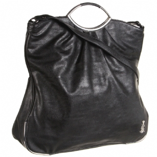 Christian Audigier Tiffany N/S Tote - Black - Stay in tiptop fashion shape as you adorn yourself in this Christian Audigier Tiffany N/S Tote . Features Christian Audigiercharm Wrapped in lower right corner, Wrapped Dual metal handles, Single Strap,Magnetic closure, Back wall zipper, InsideMulti-function pocket, metal trim detail.