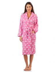 Casual Nights Women's Fleece Plush Robe - Pink/Dots