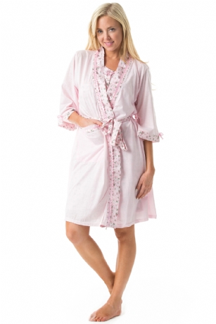 Casual Nights Women's 2 Piece Floral Robe and Gown Set - Pink - Settle in for a quiet evening at home with this soft and cozy sleepwear set, in a funFloralpattern, Chemise Features4 Button Placket Closure, detailed with Lace and Embroideryfor an extra feminine touch. Coordinating Wrap Robefeatures self-Tie belt, Attached inner tie, right Side pocket, and roomy armholes. Effortless Design perfect for Lounging, Relaxing or just layering on.