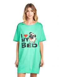 Casual Nights Women's Short Sleeve Printed Scoop Neck Sleep Tee - Neon Green