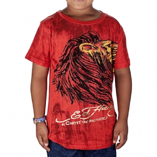 Ed Hardy Kids Boys Marble Lion T-Shirt - Red - The Ed Hardy Kids Boys Marble Lion T-Shirt is a quality T-shirt in what your kids will look ravishing. This shirt features original ED Hardy graphics,and short sleeves,