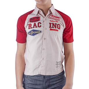 Ed Hardy Kids Boys Buttoned Shirt - Rose - The Ed Hardy Kids Boys Buttoned Patched Shirt is a quality shirt that your kids will look ravishing .This shirt features appliques on front with Ed Hardy Tattoo graphics on back , Buttoned Down and shorts sleeves.