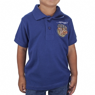 Ed Hardy Toddlers Bulldog Polo - Navy - The Ed Hardy Toddlers Bulldog Polo  is a qualityPolo that your kids will look ravishing.This shirt features Embroiderdoriginal ED Hardy graphics, It also hasEmbroiderd text with the words "Ed Hardy".