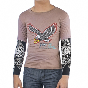 Ed Hardy Kids Long Sleeve  T-Shirt -Mocha - The Ed Hardy Kids Boys T-Shirt is a Great T-shirt in what your kids will look ravishing. This shirt features original ED Hardy graphics, and peiced long sleeves that gives that layered look.