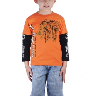 Ed Hardy Toddlers T-Shirt - Orange - The Ed Hardy Toddlers T-Shirt is a Great T-shirt in what your kids will look ravishing. This shirt features original ED Hardy graphics,crew neck and pieced long sleeves that gives the layered look. 