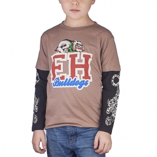 Ed Hardy Kids Long Sleeve T-Shirt - Mocha - The Ed Hardy Kids Boys T-Shirt is a Great T-shirt in what your kids will look ravishing. This shirt features original ED Hardy graphics, and peiced long sleeves that gives that layered look.