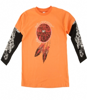 Ed Hardy Kids Skull Long Sleeve T-Shirt - Orange - The Ed Hardy Kids BoysT-Shirt is aGreat T-shirt in what your kids will look ravishing.This shirt features original ED Hardy graphics, and peiced long sleeves that gives that layered look.