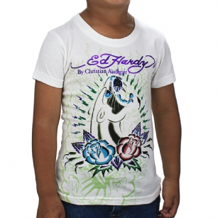 Ed Hardy Toddlers Panther Tshirt - White - The Ed Hardy Toddler panther T Shirt is a quality T-shirt that your little toddler will look ravishing. This shirt features original ED Hardy graphics, It also has printed text with the words "Ed Hardy" .Increase there fashion knowledge with the great looks of Ed Hardy.