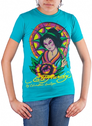 Ed Hardy Toddlers Girls Short Sleeve T-Shirt - Teal - The Ed Hardy KidsGirlsT-Shirt is aGreat T-shirt in what your kids will look ravishing.This shirt features original ED Hardy graphics,andShort sleeves.