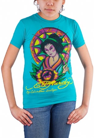 Ed Hardy Kids  Geisha T-Shirt - Teal - The Ed Hardy Kids Geisha T-Shirt is a quality T-shirt in what your kids will look ravishing. This shirt features original ED Hardy graphics, and short sleeves. 