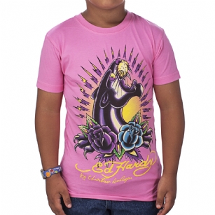 Ed Hardy Kids Girls Panther T-Shirt - Pink - The Ed Hardy Kids GirlsPanther T-Shirt is a quality T-shirt in what your kids will look ravishing.This shirt features original ED Hardy graphics, washed-out tattoo style background, with a bold printandshort sleeves. It also has printed text with the words "Ed Hardy".