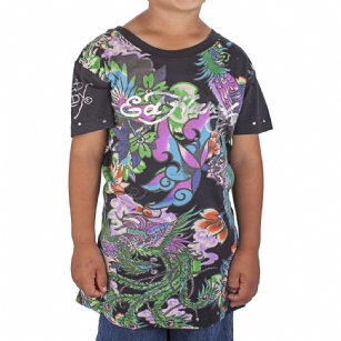 Ed Hardy Toddlers  Koi T-Shirt - Black - The Ed Hardy Toddlers Koi T-Shirt is a quality T-shirt in what your kids will look ravishing. This shirt features original ED Hardy graphics, bold printa nd short sleeves. It also has printed text with the words "Ed Hardy".